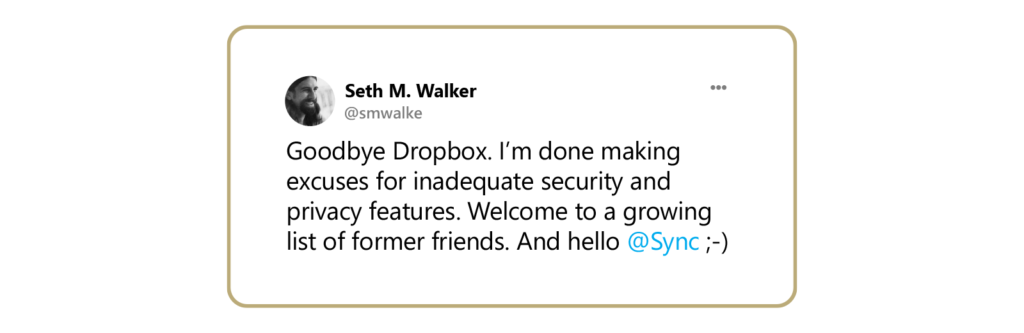 关于Dropbox安全性差的推文